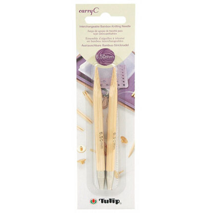 Спицы для вязания TULIP съемные CarryC, натуральный бамбук, 6,5мм / 9,5см, уп.2шт, арт.CTMM-08