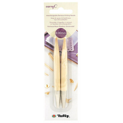 Спицы для вязания TULIP съемные CarryC, натуральный бамбук, 8мм / 9,5см, уп.2шт, арт.CTMM-10