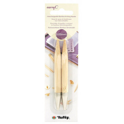 Спицы для вязания TULIP съемные CarryC, натуральный бамбук, 9мм / 9,5см, уп.2шт, арт.CTMM-11