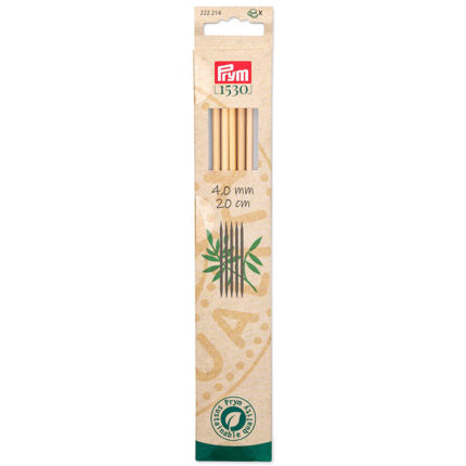 Спицы для вязания чулочные бамбуковые, Серия Prym 1530, 20см, 4мм, 5шт в упаковке, арт.222214