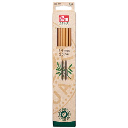 Спицы для вязания чулочные бамбуковые, Серия Prym 1530, 20см, 5,5мм, 5шт в упаковке, арт.222230