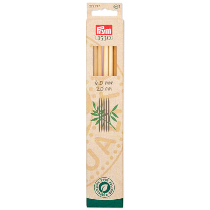 Спицы для вязания чулочные бамбуковые, Серия Prym 1530, 20см, 6мм, 5шт в упаковке, арт.222217