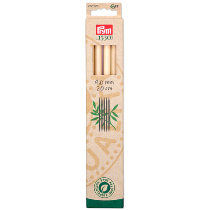 Спицы для вязания чулочные бамбуковые, Серия Prym 1530, 20см, 9мм, 5шт в упаковке, арт.222220