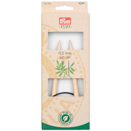 Спицы для вязания круговые бамбуковые, Серия Prym 1530, 60см, 9мм, арт.222553