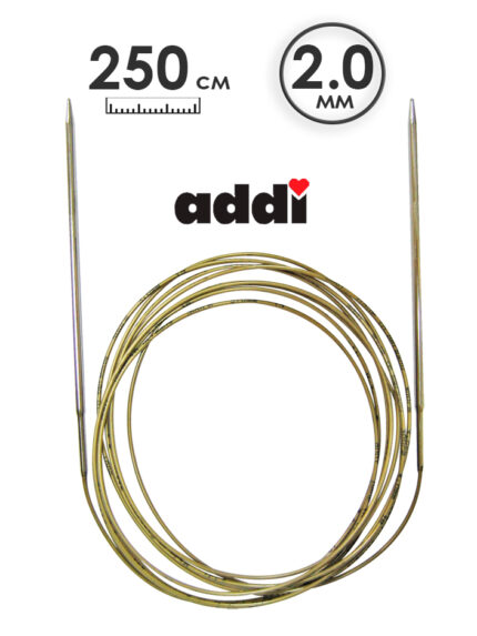 Спицы круговые Addi 2 мм, 250 см, экстрадлинные супергладкие, арт.108-7/2-250