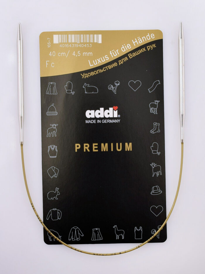 Спицы круговые Addi 4.5 мм, 40 см, укороченные супергладкие addiClassic, арт.105-7/4.5-40