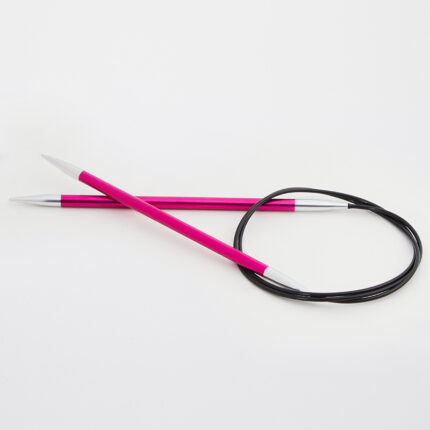 Спицы круговые KnitPro Zing 100см, 5,0мм, алюминий, с несъемной леской, арт.47161