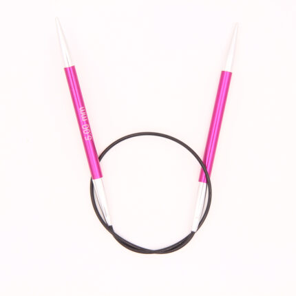 Спицы круговые KnitPro Zing 40см, 5,0мм, алюминий, с несъемной леской, арт.47071