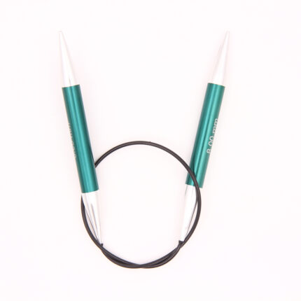 Спицы круговые KnitPro Zing 40см, 8,0мм, алюминий, с несъемной леской, арт.47076