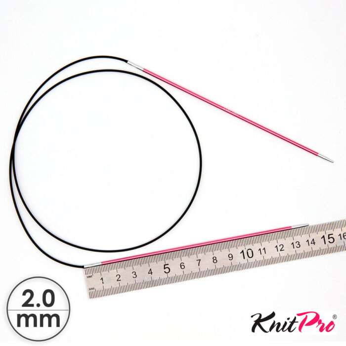 Спицы круговые KnitPro Zing 60см, 2,0мм, алюминий, с несъемной леской, арт.47091