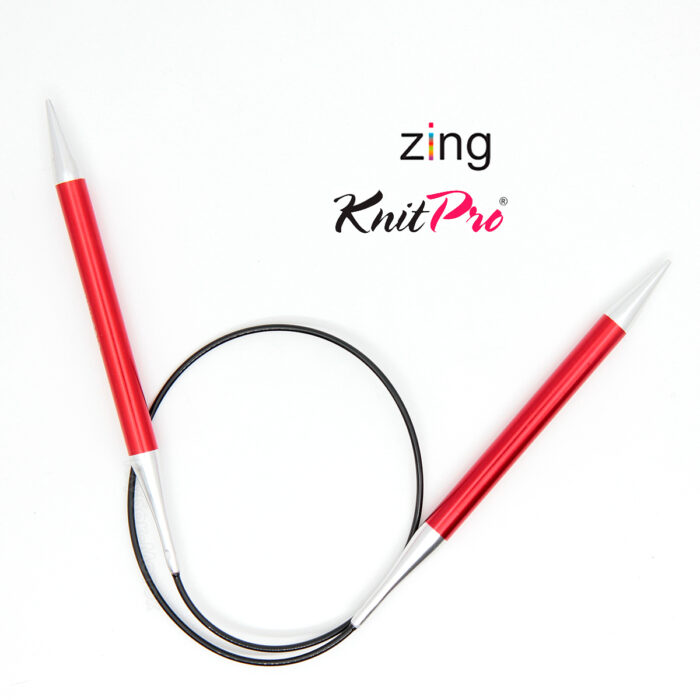 Спицы круговые KnitPro Zing 60см, 9,0мм, алюминий, с несъемной леской, арт.47107