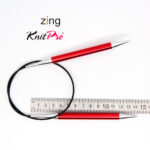 Спицы круговые KnitPro Zing 60см, 9,0мм, алюминий, с несъемной леской, арт.47107