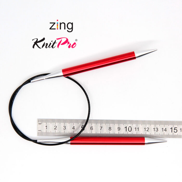 Спицы круговые KnitPro Zing 60см, 9,0мм, алюминий, с несъемной леской, арт.47107
