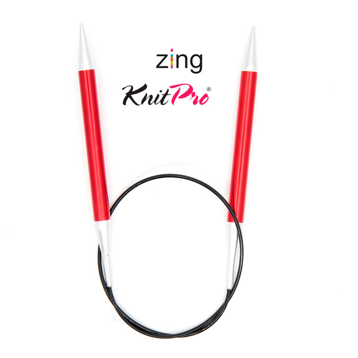 Спицы круговые KnitPro Zing 60см, 9,0мм, алюминий, с несъемной леской, арт.47107