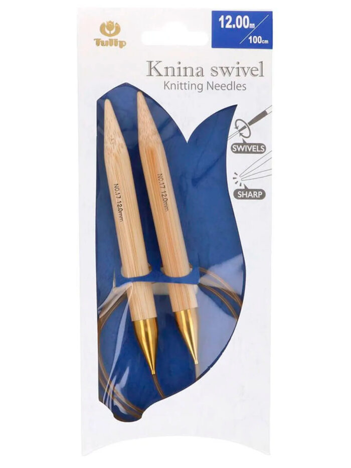 Спицы круговые Tulip 12 мм, 100 см, бамбуковые, поворотный тросик, Knina Swivel, арт.KS-1001200