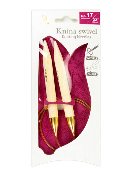 Спицы круговые Tulip 12 мм, 80 см, бамбуковые, поворотный тросик, Knina Swivel, арт.KS-801200