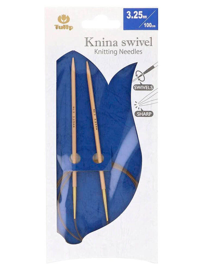 Спицы круговые Tulip 3.25 мм, 100 см, бамбуковые, поворотный тросик, Knina Swivel, арт.KS-1000325