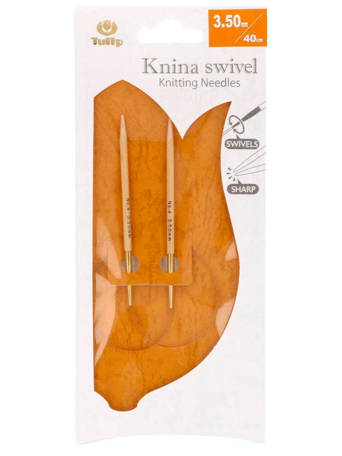 Спицы круговые Tulip 3.5 мм, 40 см, укороченные бамбуковые, поворотный тросик, Knina Swivel, арт.KS-400350