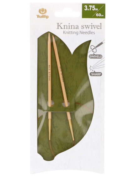Спицы круговые Tulip 3.75 мм, 60 см, бамбуковые, поворотный тросик, Knina Swivel, арт.KS-600375