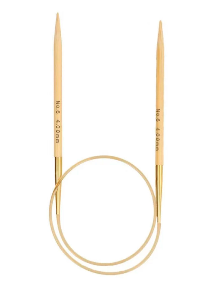 Спицы круговые Tulip 4 мм, 40 см, укороченные бамбуковые, поворотный тросик, Knina Swivel, арт.KS-400400