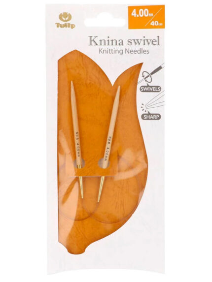 Спицы круговые Tulip 4 мм, 40 см, укороченные бамбуковые, поворотный тросик, Knina Swivel, арт.KS-400400