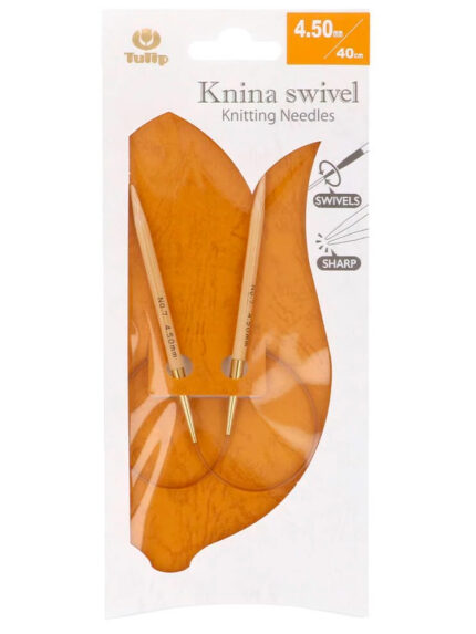 Спицы круговые Tulip 4.5 мм, 40 см, укороченные бамбуковые, поворотный тросик, Knina Swivel, арт.KS-400450