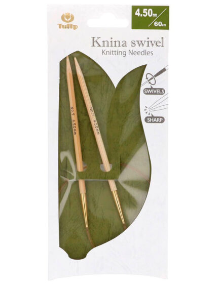 Спицы круговые Tulip 4.5 мм, 60 см, бамбуковые, поворотный тросик, Knina Swivel, арт.KS-600450