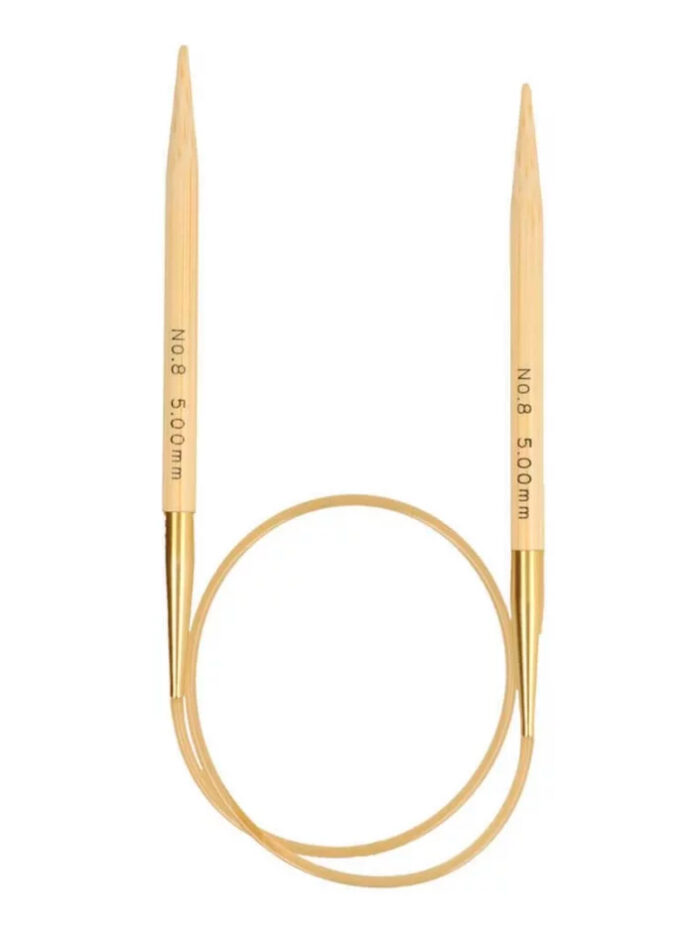 Спицы круговые Tulip 5 мм, 40 см, укороченные бамбуковые, поворотный тросик, Knina Swivel, арт.KS-400500