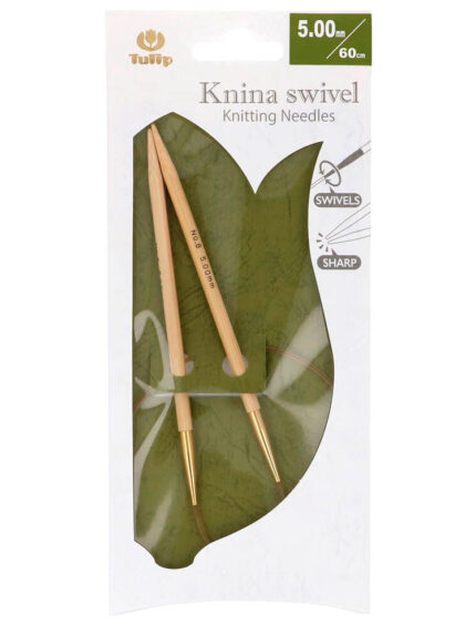 Спицы круговые Tulip 5 мм, 60 см, бамбуковые, поворотный тросик, Knina Swivel, арт.KS-600500
