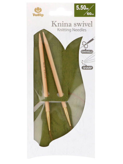 Спицы круговые Tulip 5.5 мм, 60 см, бамбуковые, поворотный тросик, Knina Swivel, арт.KS-600550
