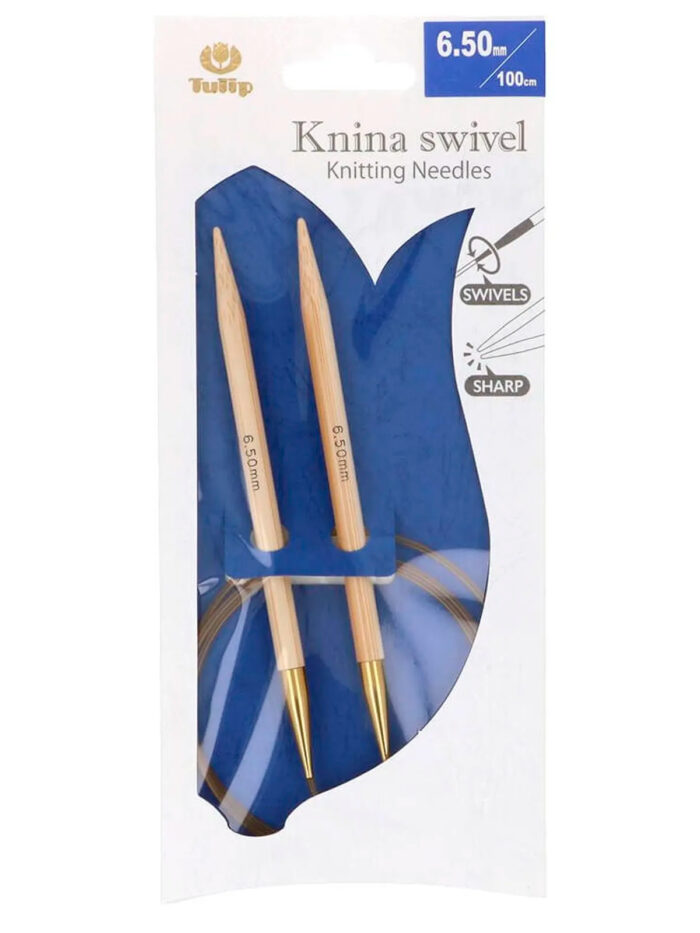 Спицы круговые Tulip 6.5 мм, 100 см, бамбуковые, поворотный тросик, Knina Swivel, арт.KS-1000650