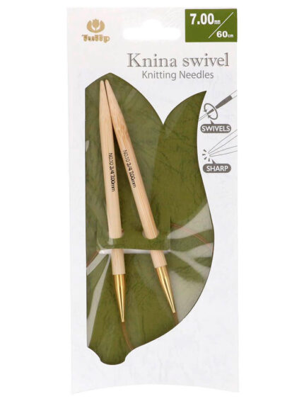 Спицы круговые Tulip 7 мм, 60 см, бамбуковые, поворотный тросик, Knina Swivel, арт.KS-600700