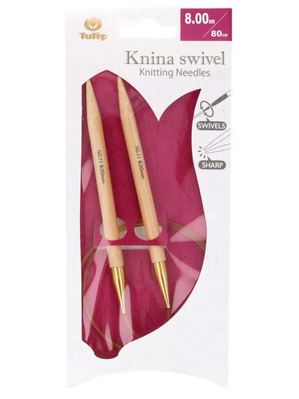 Спицы круговые Tulip 8 мм, 80 см, бамбуковые, поворотный тросик, Knina Swivel, арт.KS-800800