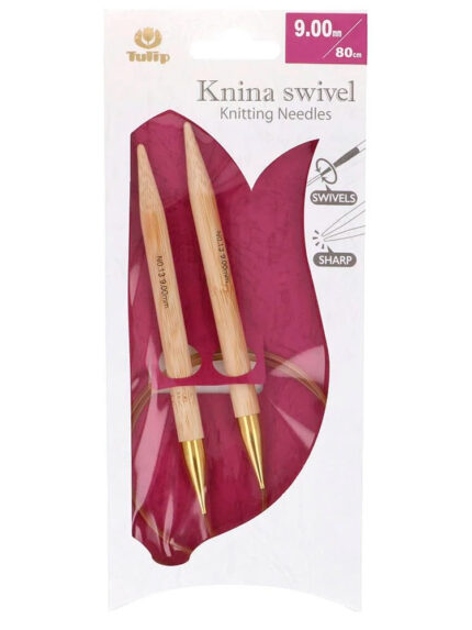Спицы круговые Tulip 9 мм, 80 см, бамбуковые, поворотный тросик, Knina Swivel, арт.KS-800900