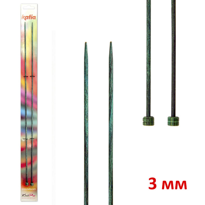 Спицы прямые KATIA, деревянные, 40 см, 3 мм, арт.7638