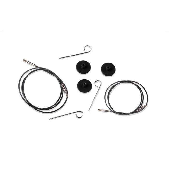 Тросик для съемных спиц Knit Pro, длина 28см (в сборе 50см) черный, арт.10562