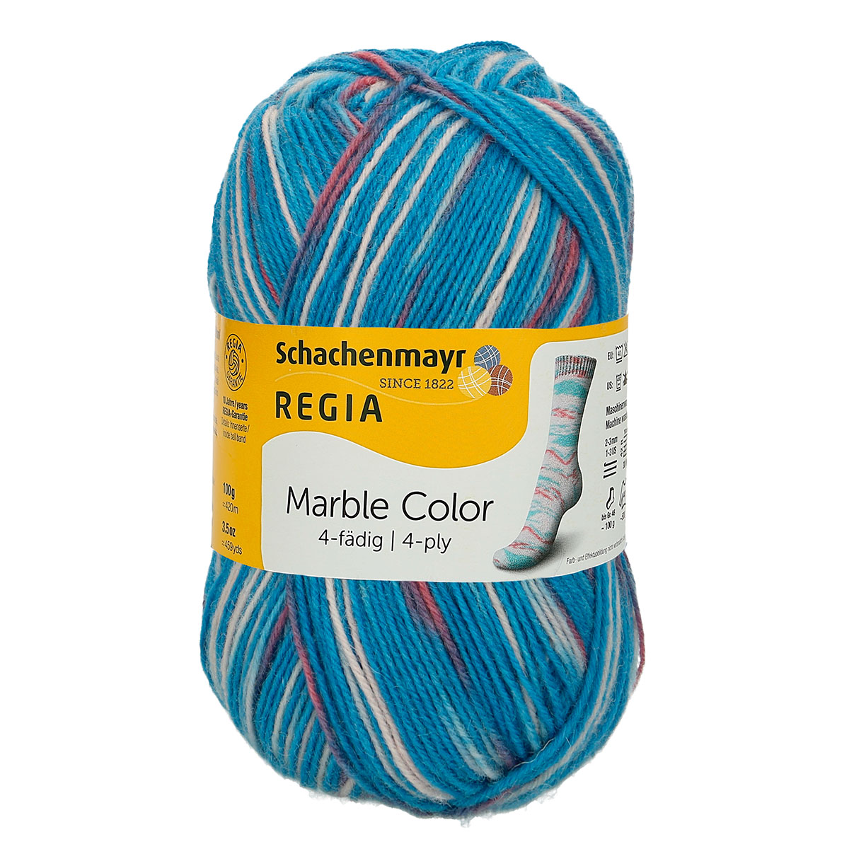 Пряжа Schachenmayr Regia 4-fadig Color 100г/420м, 9801269, цвет 01176 Azzurro Marble Пряжа Schachenmayr Regia 4-fadig Color 100г/420м, 9801269, цвет 01176 Azzurro Marble