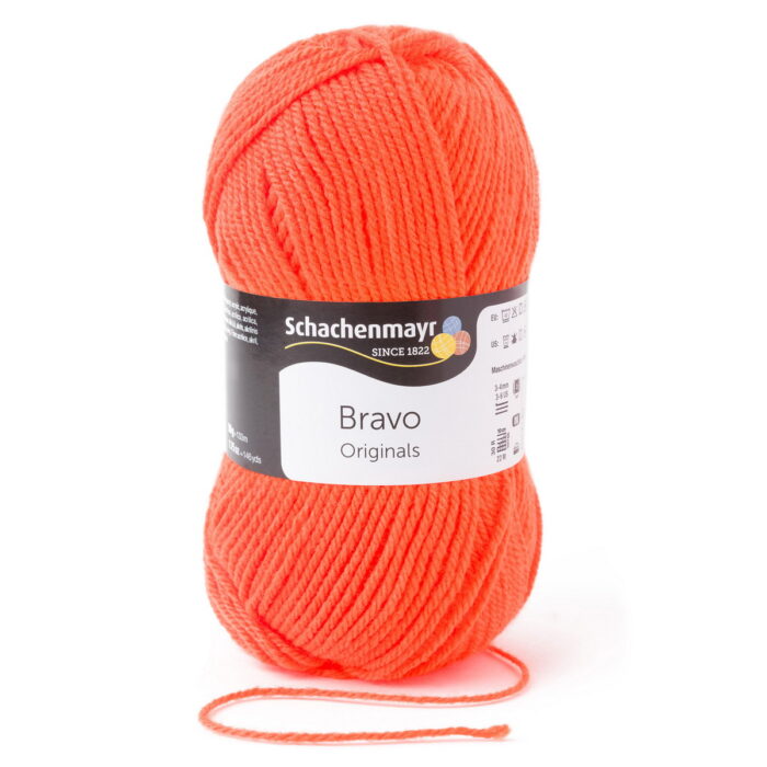Пряжа Schachenmayr Originals Bravo 50г/133м, 9801211, цвет 08279 неоновый оранжевый
