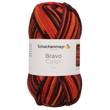 Пряжа Schachenmayr Originals Bravo Color 50г/133м, 9801421, цвет 02087, vesuv color, коричневый/красный/оранжевый