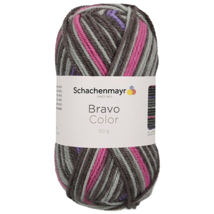 Пряжа Schachenmayr Originals Bravo Color 50г/133м, 9801421, цвет 02107, graphit color серый/розовый